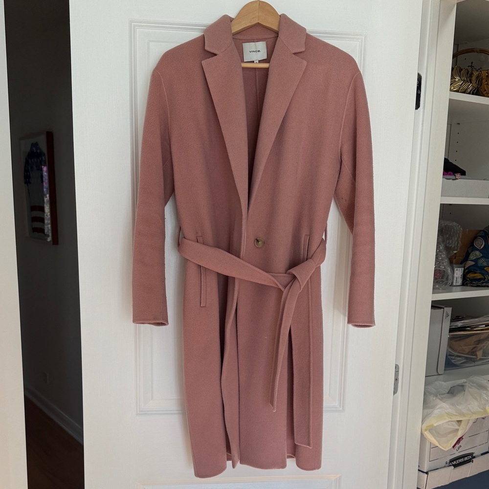 Vince pink Belted wool Coat medium
